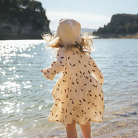 Kaiko - Kid's Wind Button Dress, Sand - Luna Living