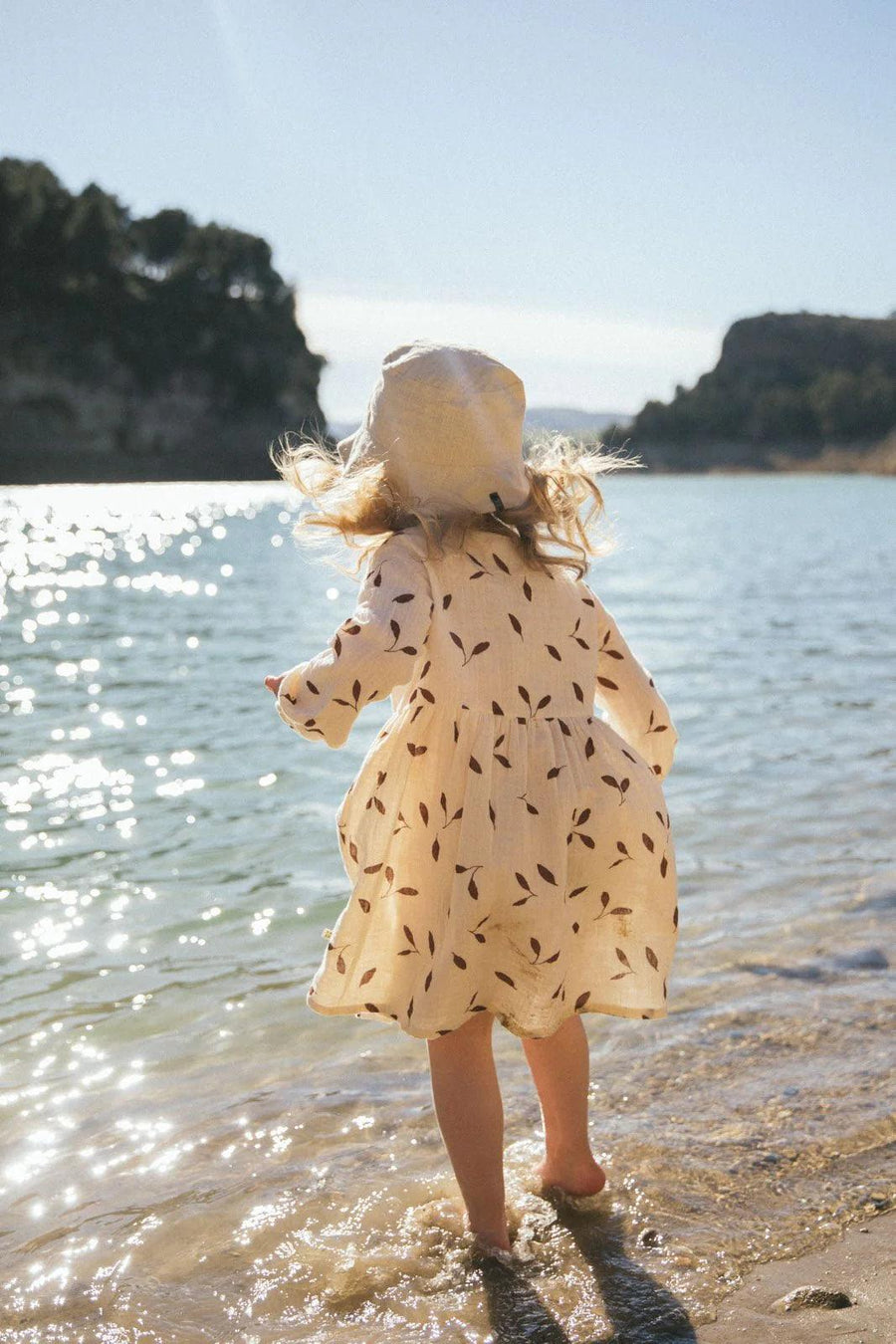 Kaiko - Kid's Wind Button Dress, Sand - Luna Living