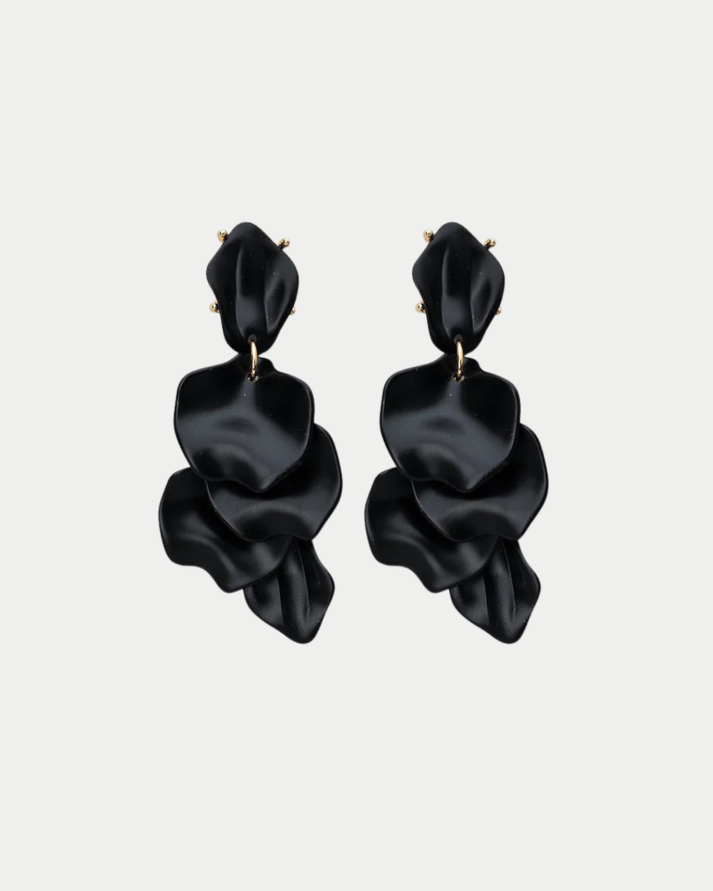 Leaf Earrings Pearl Black
