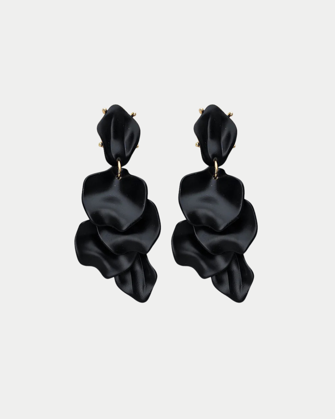 Leaf Earrings Pearl Black
