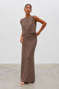 LUCCE - Long Knit Skirt – Taupe