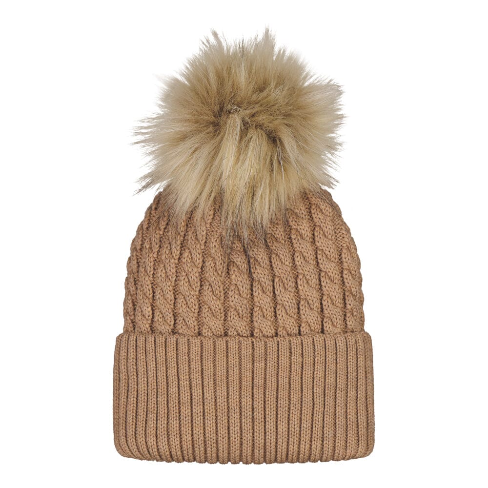 Metsola - cable beanie -palmikkopipo, merinovilla - peanut butter