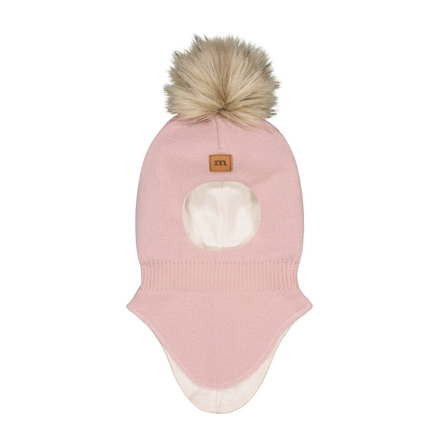 Metsola - fur pom pom -kypärämyssy, merinovilla | hearty pink