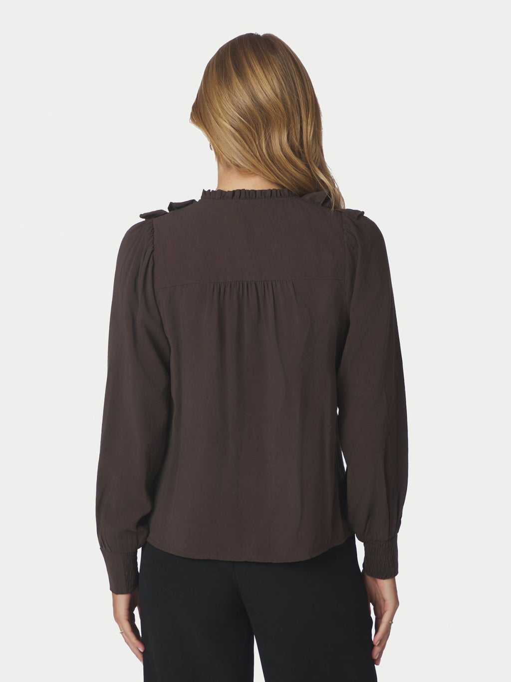 NEO NOIR – Larine Ruffle Blouse – Dark Brown