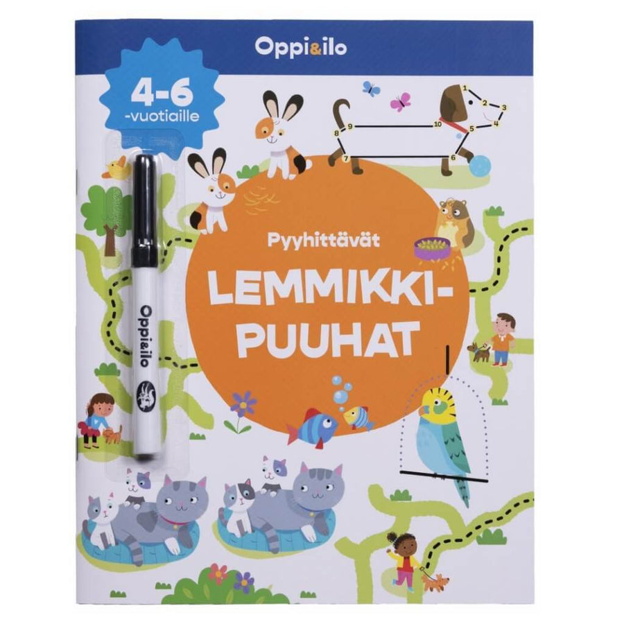 Oppi&ilo - Pyyhittävät Lemmikkipuuhat -puuhakirja