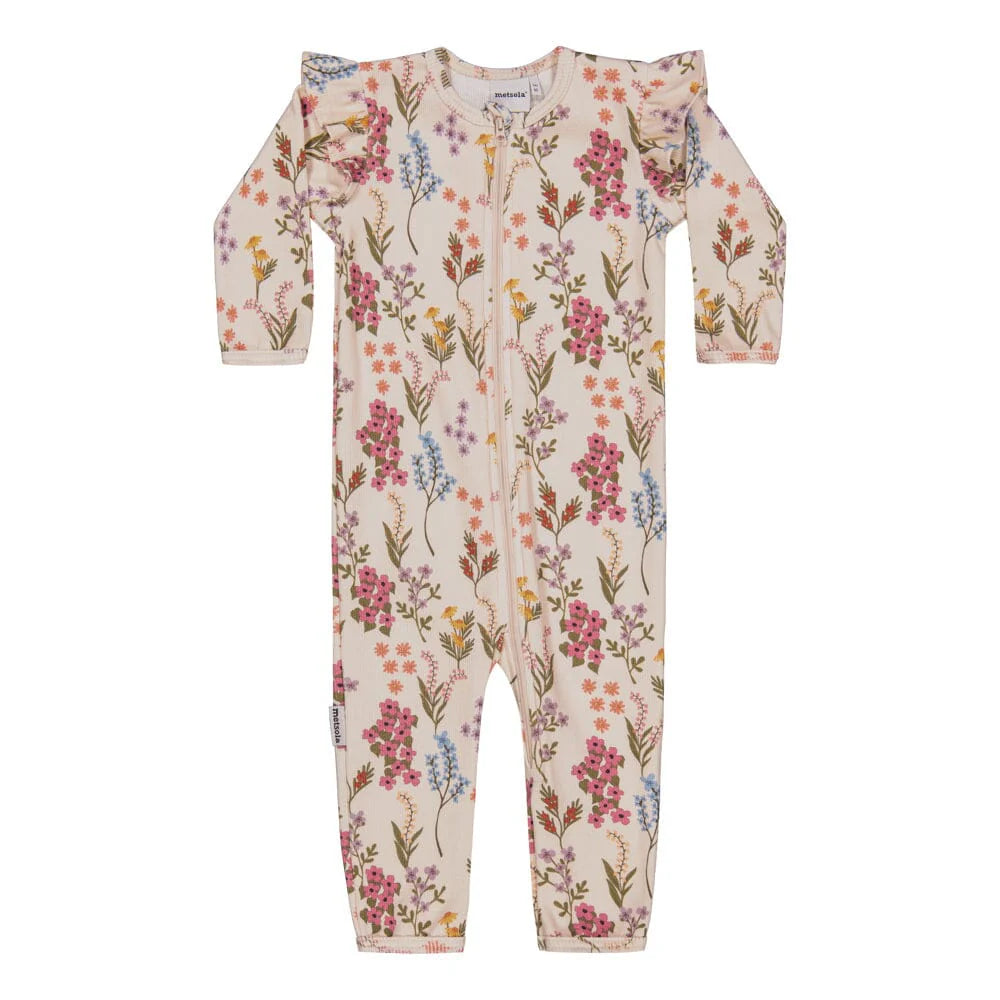 Metsola - Perfect Day Rib Frilla Playsuit -Haalari | Creamy