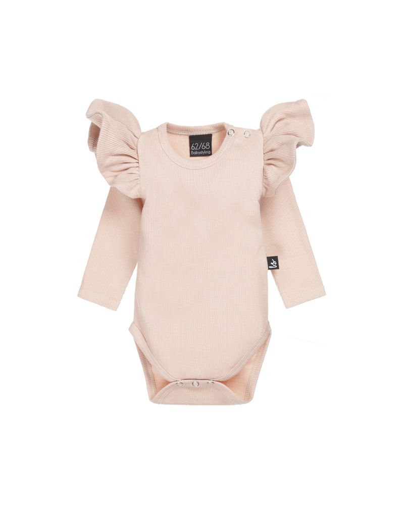 Babystyling  - Ruffle romper rib (rose) body