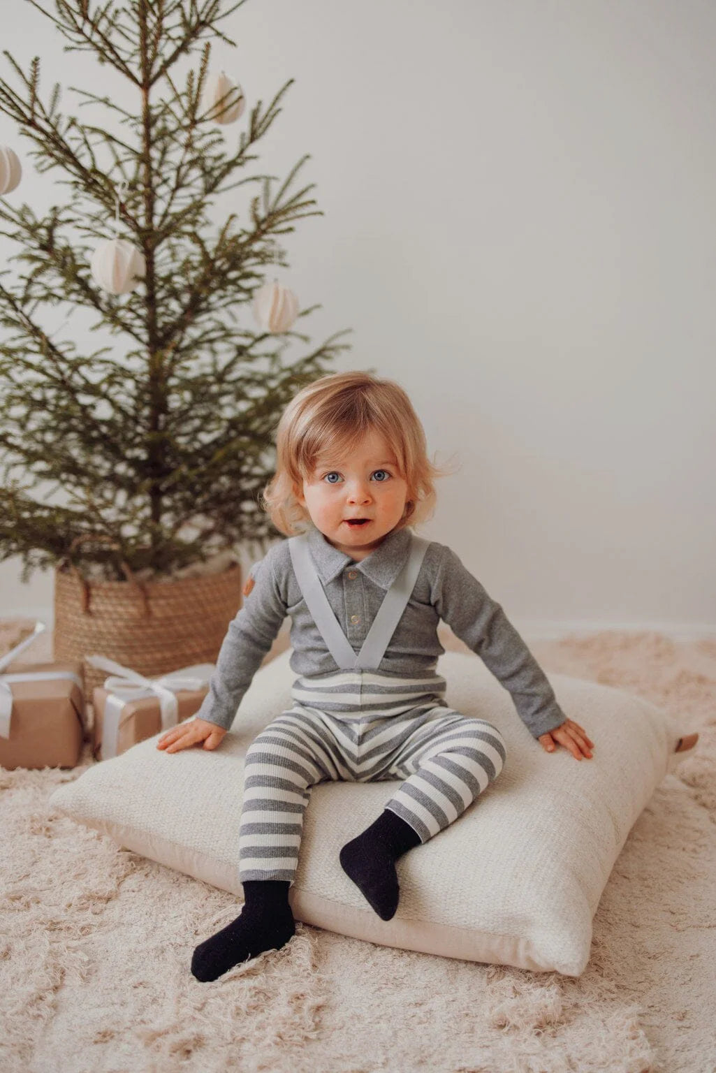 Metsola - Striped Rib Brace Pants -Henkselihousut | Cloudy/Vanilla