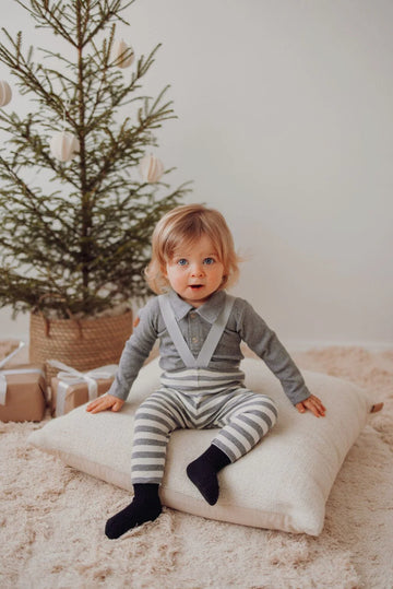 Metsola - Striped Rib Brace Pants -Henkselihousut | Cloudy/Vanilla