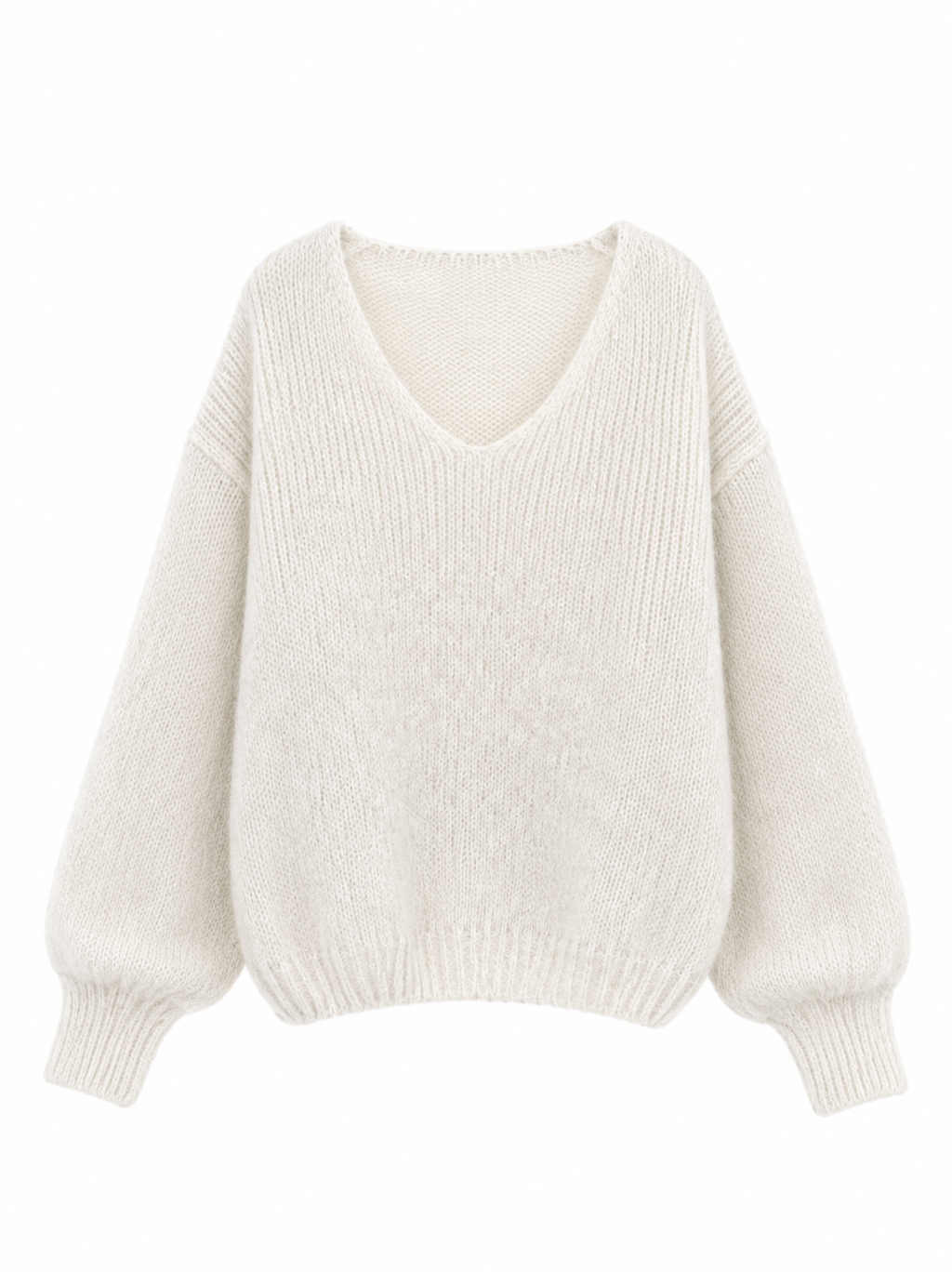 Bianca - Kid Mohair V-Neck Knit - white