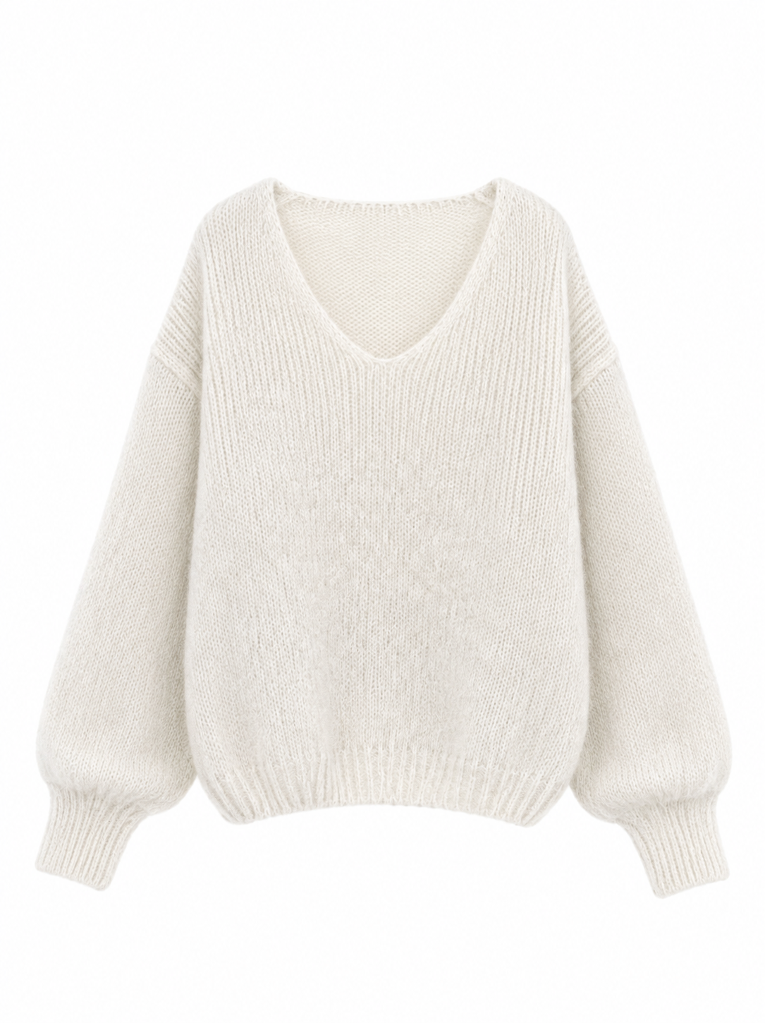 Bianca - Kid Mohair V-Neck Knit - white
